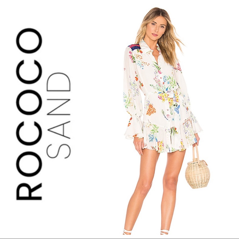 Rococo Sand White Floral Long Sleeve Dress